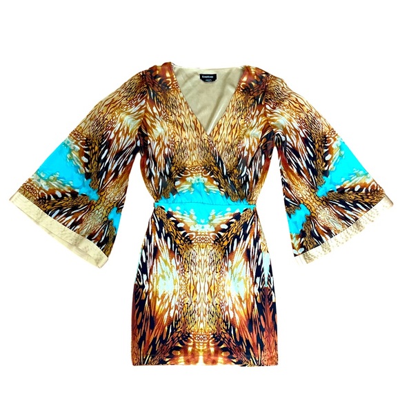 Bebe multi-color mini dress with necklace - Picture 1 of 3